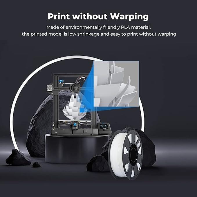 Creality 3D Printer Filament, PLA Filament 1.75mm Bundle 2kg for 3D Printing, Ender PLA Filament No-Tangling, Strong Bonding & Overhang Performance, Accuracy +/- 0.02mm (White & Red)