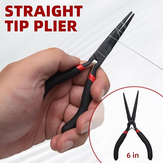 WISEUP 6" Mini Needle Nose Pliers Set竊?-Piece Small Long Reach Bent Needle Nose Pliers for Jewelry DIY Craft竊똓epair & Wire Wrapping