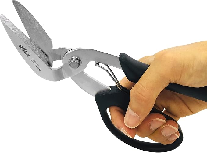 ALLEX Cardboard Scissors Heavy Duty 8.8" Spring Loaded Craft Scissors Angled Blade, Japanese Stainless Steel Blade, Made in Japan