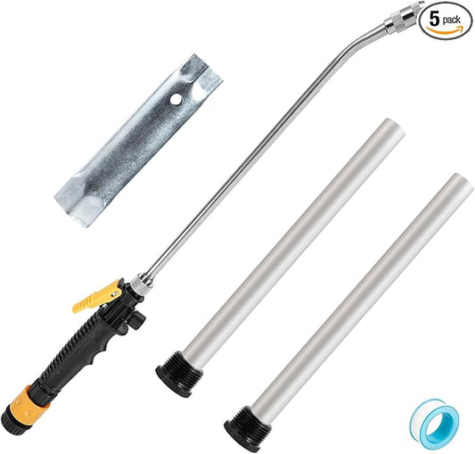 PAMASE 5Pcs RV Water Heater Anode Rod & Flush Wand & Element Socket Set - 9.25"L x 3/4"NPT Thread Magnesium Rod for Suburban, Mor-Flo, with Dual Hex Wrench, Camper Hot Water Tank Cleaning Rinser