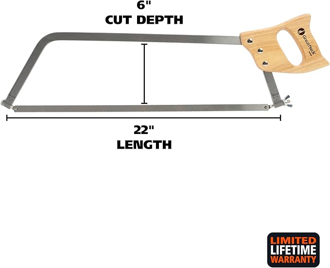 GreatNeck BUS22 Bone Saw 22 Inch, Game and Meat Saw, Solid Steel Frame, High Carbon Blade, Hardwood Handle, Meat Processing Equipment