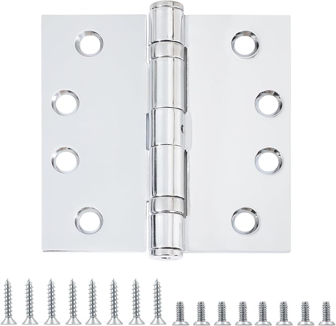 2 Pack Polished Chrome 4 Inch Heavy Duty Commercial Ball Bearing Door Hinges