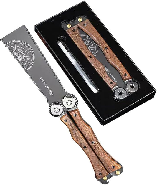 Folding Hand Saw 7.5 Inch Folding Japanese Pull 11/15TPI Double-Edged Hand Saw with SK5 Flexible Blade WoodSaw for Woodworking Camping DIY Small Projects