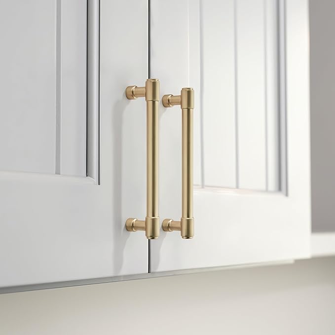 Khtumeware 6 Pack Gold Cabinet Handles - 12" (305mm) Hole Center Brushed Gold Pulls for Cabinets and Drawers