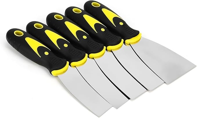 SHEUTSAN 24pcs 3 Inch Putty Spatula Knife, Stainless Steel Spackle Knives with Plastic Handle, Metal Putty Scraper for Drywall Finishing, Wallpaper