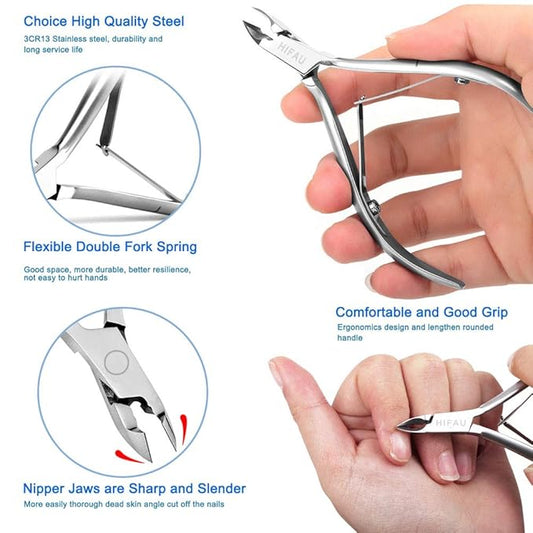 Professional Cuticle Nippers Kit, Cuticle Trimmer with Cuticle Pusher & Other Durable Nail Care Manicure Kit for Women, Premium Stainless Steel & Ergonomic Design, Travel & Gift