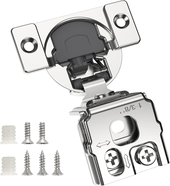 Chibery 20 Pack 1-3/8" Overlay 3D Soft Close Concealed Hinge for Face Frame Door, Smooth Slow Self Closing Hinges, Satin Nickel, Hidden 105째 Open Angle Stainless Steel Hinge for Kitchen Cabinet Door