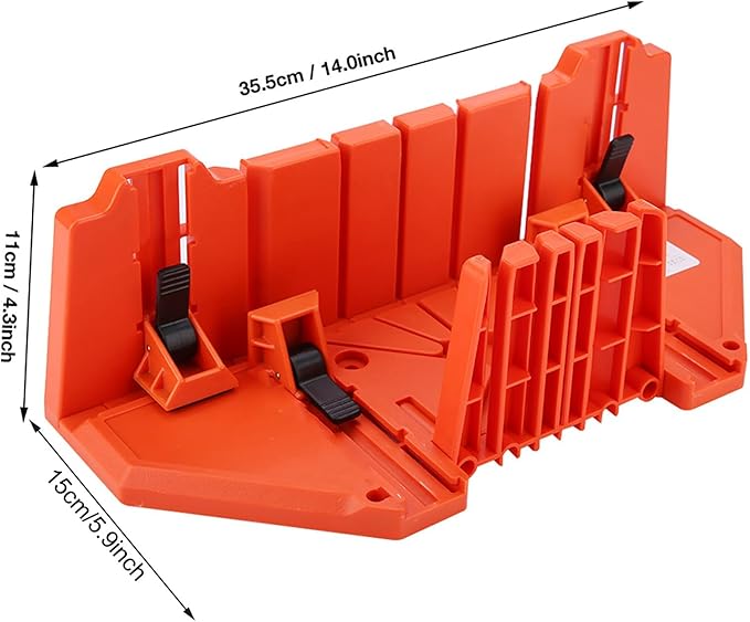 Miter Box 14 Inch Woodworking Clamping Plastic Saw Storage Box 4 Angle Slot Types Wood Cutting Hand Saw Box Hardware Tool with Clamp for Woodworker Carver Carpenter