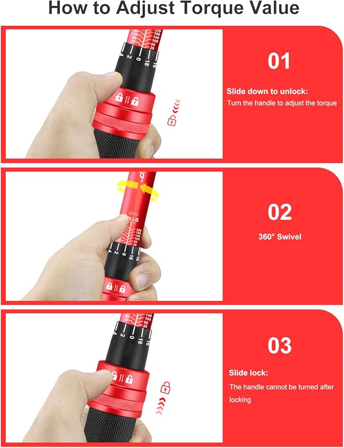 ATsafepro 3/8 torque wrench 20-240 in.lb, Inch Pound Torque Wrench Set with Extension & 3/8" to 1/4" Adapter - 짹3% Accuracy, Dual-Direction 72-Tooth for Bike, Motorcycle, Car & Engine Maintenance