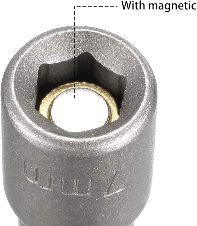 10pcs 1/4" Hex Shank Impact Nut Driver Socket Set 7mm/9/32" Drill Nut Driver Bit, 2.5" Length