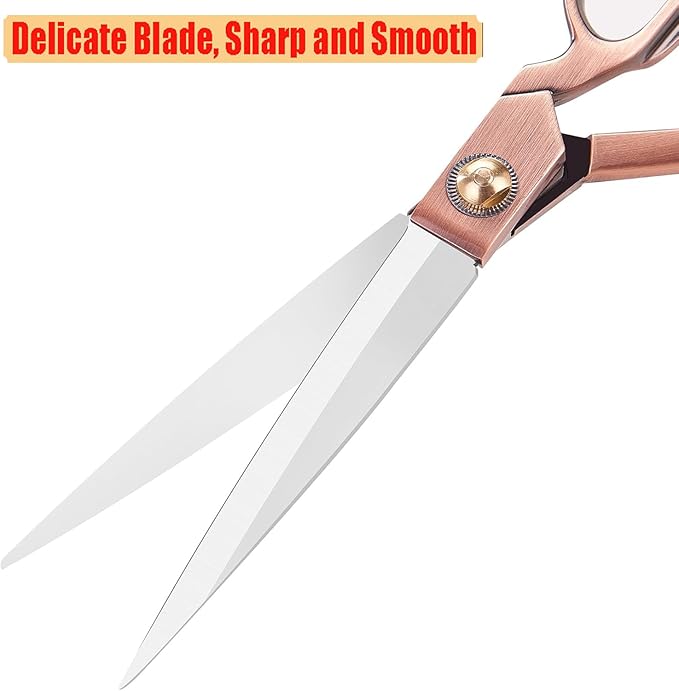 Heavy Duty Tailor Shears Set, Dressmaking Scissors Fabric Scissors Stainless Steel Sharp Shears & Soft-Grip Handle for Cutting Fabric, Clothes, Leather, Denim, Altering, Sewing (Rose Gold)