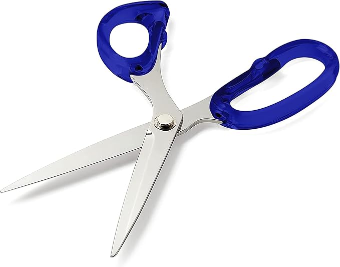 OfficeGoods 9??Stainless Steel Acrylic Scissors for Office and Home - Aesthetic and Sharp All Purpose Scissors, Perfect for Sewing, Arts and Crafts - Blue Silver Metal