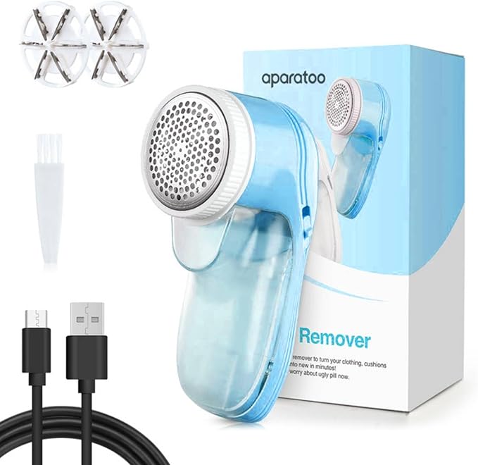 Fabric Shaver, Lint Remover for Clothes, Electric Lint Remover with 6 Replaceable Blades, Removes Fabric Pills, Rechargeable Sweater Defuzzer Pill Remover, Depiller Effectively Remove Pills, Lint