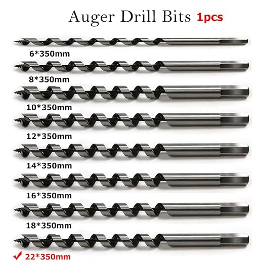 SagaSave 22 * 350mm Wood Auger Drill Bit, Ship Auger Long Drill Bit for Soft and Hard Wood, Plastic, Drywall and Composite Materials, 1Pcs