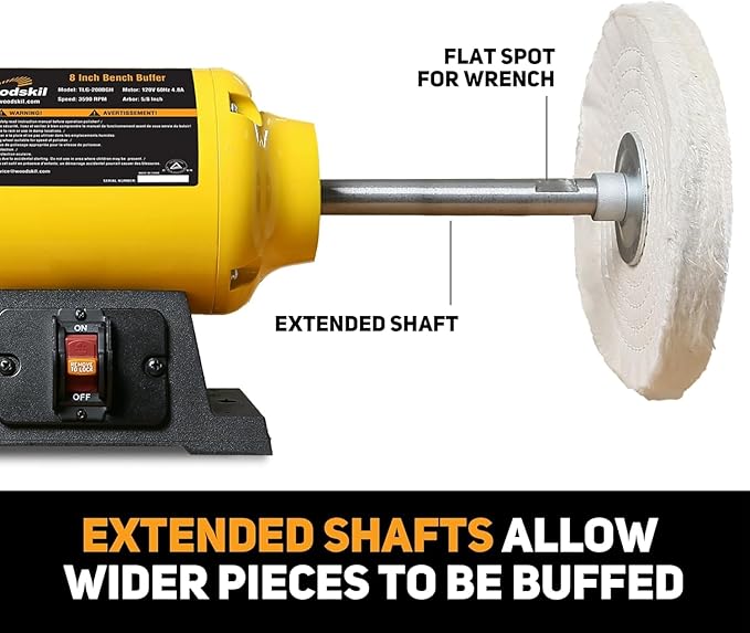 3/4HP Bench Buffer Polisher 4.8A, 8 inch Jewelry Buffer Polisher Machine, 3600 RPM Powerful Bench Polisher with Dual cotton Wheels for Jewelry, Metal, Wood, Jade, Knife, Plastic