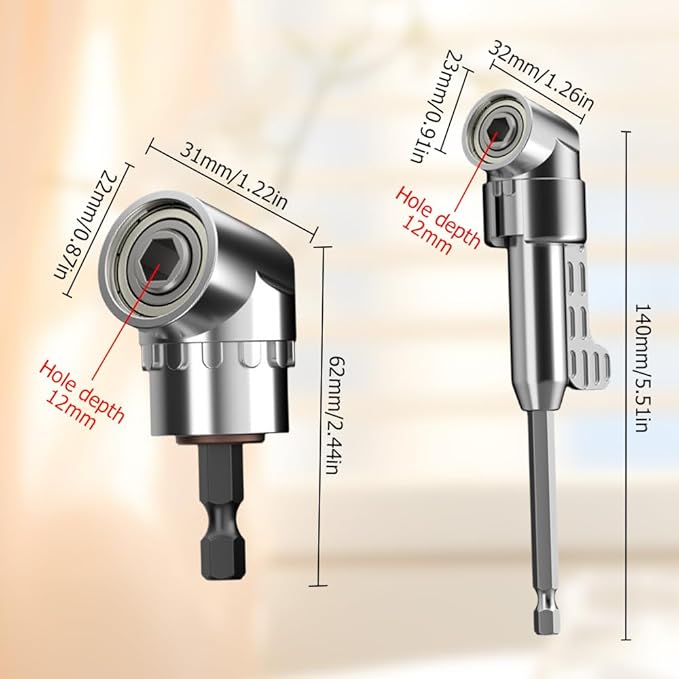 105 Degree Right Angle Drill Bit Holder, 2025 New Corner Tool Screw Hub with Multi-function Bend Screwdriver Bit, Angle Extension Bit Kit with 12 Screwdriver Bits for Household Work (Short)