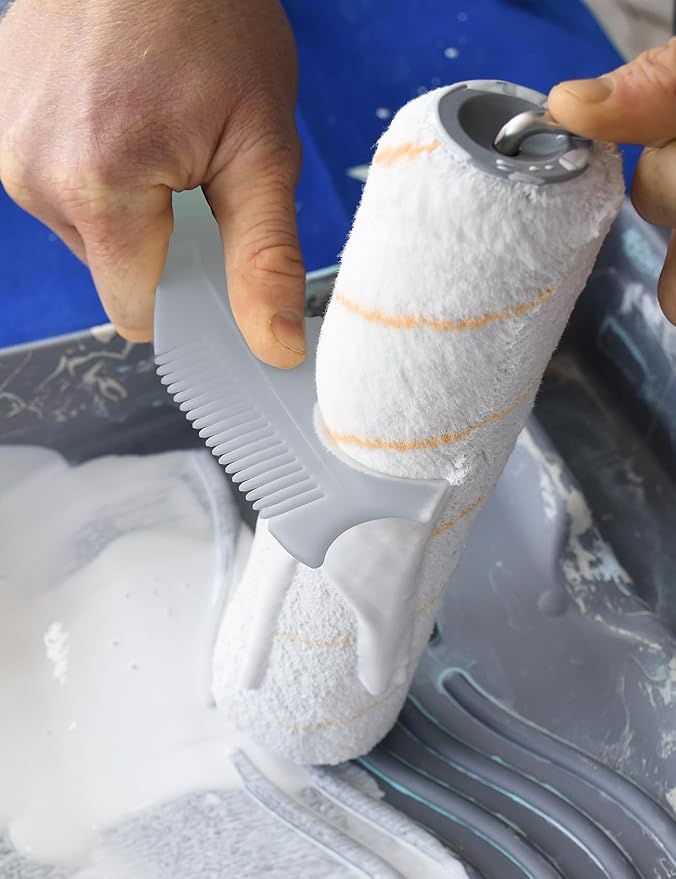 ROLLINGDOG Paint Brush/Roller Cleaner Tool - Durable Plastic Paint Brush Comb with Lightweight Reinforced Handle,Wash and Reuse