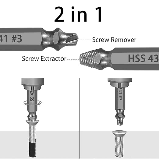 5-Piece HSS Screw Extractor Set, Professional Grade Drill Bit Kit for Damaged Screws, Grey Industrial Finish, Sizes 0-4, with Storage Case
