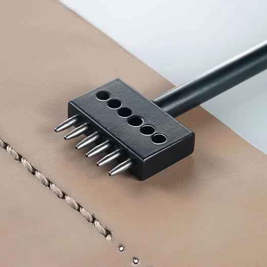 Leather Round Hole Punching Tool 3pcs Prong Punch Tool Set with 2/4/6 Prong Options for Precise Round Hole Punching DIY Leather Craft (5MM)