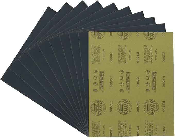 MAXAMN 2500 Grit Sandpaper, Wet Dry Sandpaper Sheets 9 x 11 Inches, Silicon Carbide Abrasive Sand Paper for Wood Furniture Finishing, Metal Sanding, Automotive Polishing, DIY Projects, 10 Sheets
