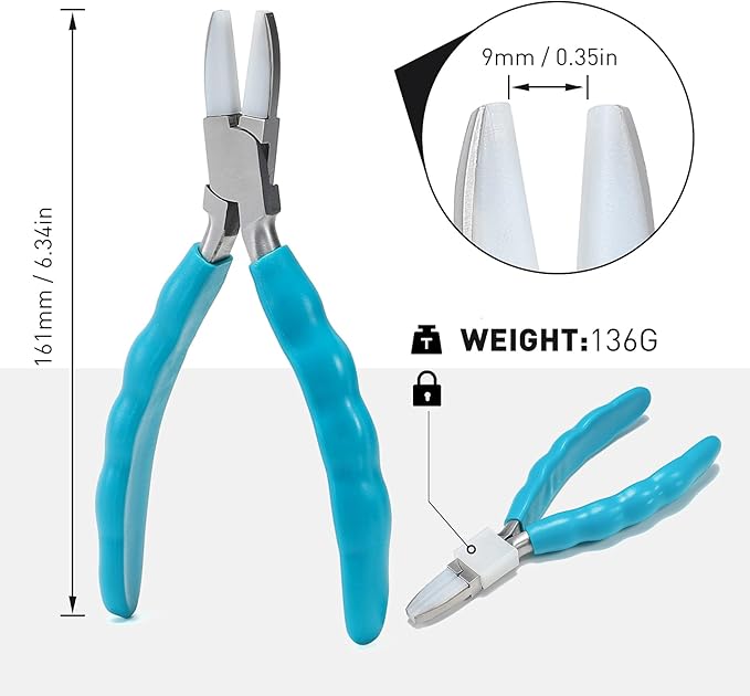 Bolgrona Stainless Steel Adjusting Eyeglasses Leg Tightness Half Round Plier Eyeglass Arms Frame Plier Glasses Repair Parts Tool (Blue)