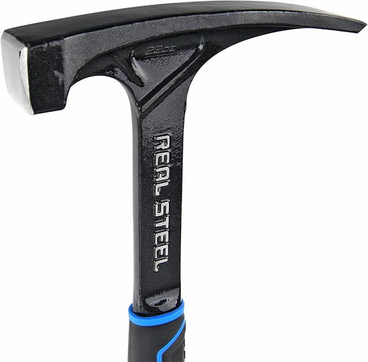 Real Steel Ultra Rock Pick Hammer 22 oz One Piece Steel Chipping Brick Masonry Hammer with Rubber Grip for Geological Study and Rock Hounding 0523