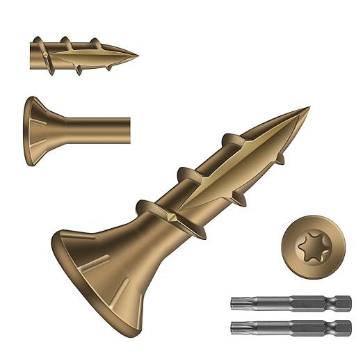 #8 x 5/8" Deck Screws (647Pcs) 2lb. Carbon Steel, Yellow, Flat Head, Rust Resistant epoxy Coated, with T25 Star Bit