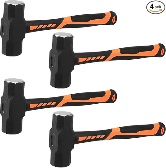 4PCS 4LB Sledge Hammer, 14.5 Inch Club Hammer with Forged Steel Head & Fiberglass Handle, Drilling Crack Hammer for Camping, Removing