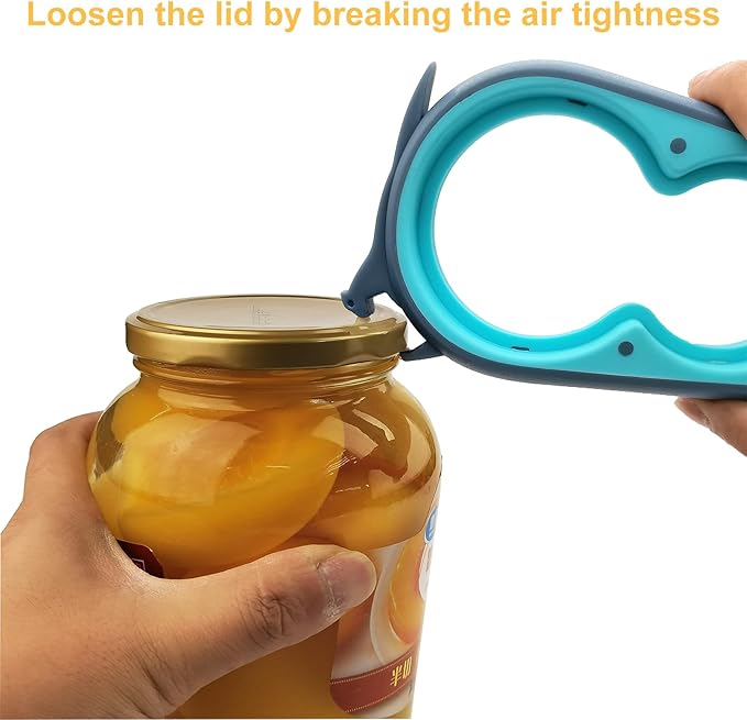 Otstar Jar Opener Bottle Opener and Can Opener for Weak hands, Seniors with Arthritis and Anyone with Low Strength, Mutil Jar Opener Get Lids Off Easily (Blue and Grey)