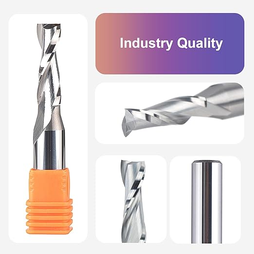 SpeTool Upcut Spiral Router Bit 3/8 inch Cutting Diameter 1/2 inch Shank 1-1/4 inch Cutting Length, Carbide CNC Router Bits End Mill for Wood Mortises Carving Engraving