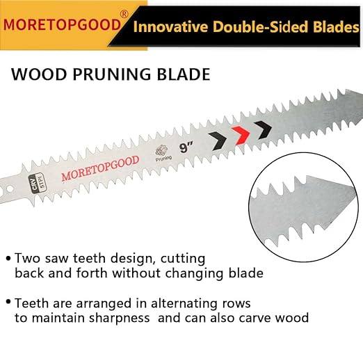 Double-Sided Reciprocating Saw Blade,9 Inch Wood Pruning Japanese Teeth Saw Blades for Cutting Bamboo/Tree Branches/Limb/Roots/Shrubs/Brush/Stumps (5TPI/5 Pack)