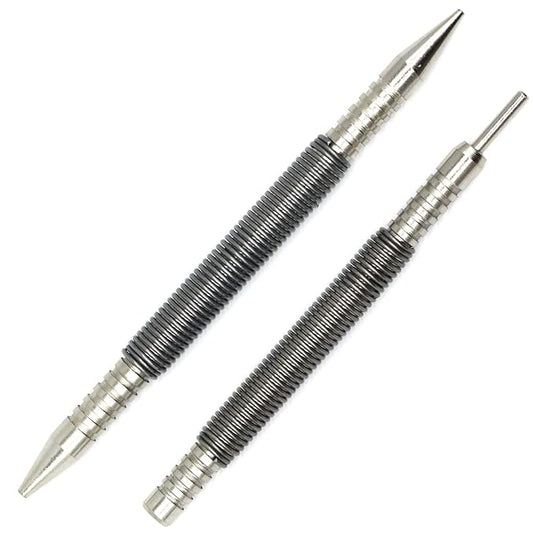 2-Piece Dual Head Nail Setter and Hinge Pin Punch Set, Hammerless 1/32?? 1/16?쿞pring Nail Set, 5000 PSI Striking Force Door Pin Removal Tool