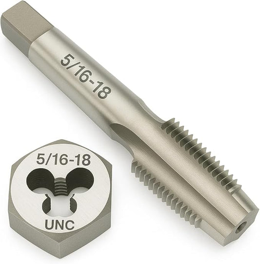 Yamesh 5/16"-18 Thread Tap and Die Set HSS Tap with GCr15 Alloy Steel Hex Die Right Hand Thread Repair Tool for Metalworking and Machinery