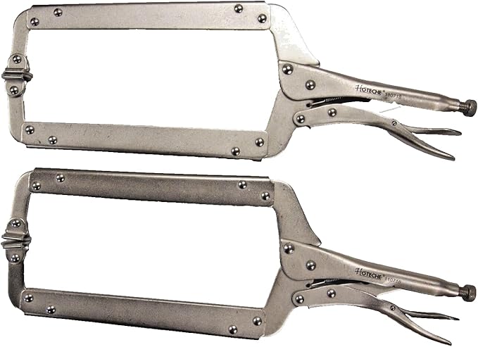 2-Pack 18 Inch Locking C Clamp Pliers with Swivel Jaw Pads, Max Jaw Opening 8-1/4", Drop-Forged Steel Vice Welding Clamps for Metalworking, Woodworking, Automotive