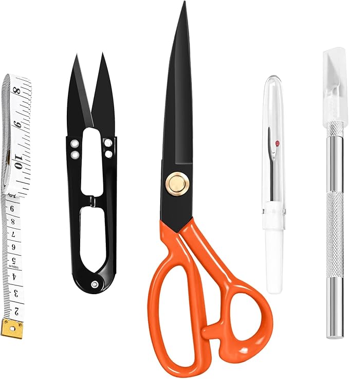 Professional Tailor Scissors Heavy Duty - Multi-Purpose Sewing Fabric Scissors for Leather Cutting Industrial Sharp Shears Home Office Arts, and Crafts (10 Inch) Orange