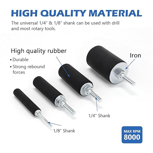 2-1/2’’Sanding Drum and Sleeves Set with 1/4’’, 1/8’’Shank and Rubber Eraser, Drill Sanding Kit for Sanding Polishing Multiple Materials Wood Fiberglass Metal, 80, 120 Grit-21PCS
