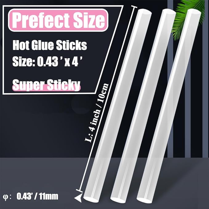 MONVICT Hot Glue Sticks, Pack of 100 (2.2 lb) 4"Long 0.43" Diameter Full-Size Hot Glue Gun Sticks Art Glues Pastes Hot Melt Sticks for Most Large Glue Guns, Clear Glue Sticks for DIY, Arts & Crafts