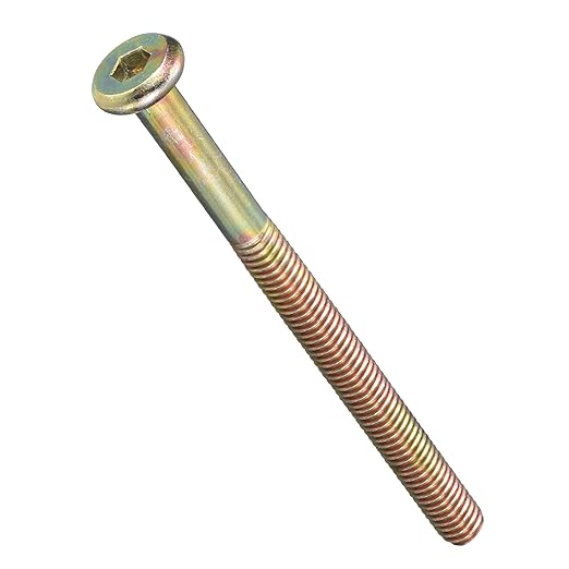 METALLIXITY Flat Head Hex Socket Cap Screws Bolts(M6-1x75) 10Pcs, Steel Hex Socket Furniture Bolts Screws - for Furniture Woodworking Project, Yellow
