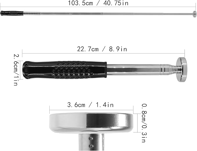 Telescoping Strong Magnetic Sweeper Pickup Tool, Screws Parts Finder with 35LB Pull Capacity, Retractable 8.6" to 40.5", Pick up Automotive Nails, Screws, and Metal Parts,and is Gifts for Men (1PCS)