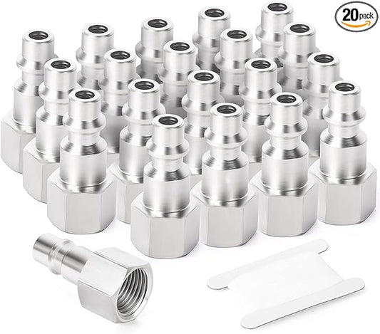 GASHER 20PCS 1/4-Inch NPT Female Industrial Air Tool Fitting, 1/4-Inch High Flow Pneumatic Plugs Max Working Pressure 300PSI
