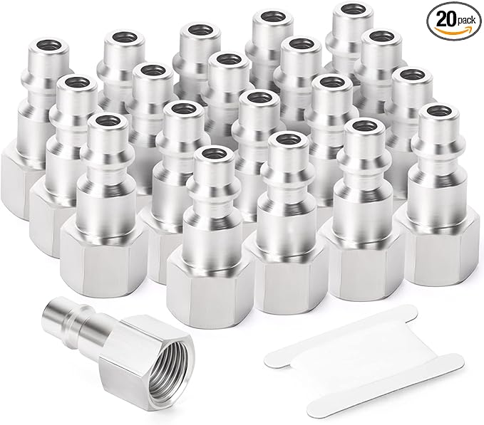 GASHER 20PCS 3/8-Inch NPT Female Industrial Air Tool Fitting, 1/4-Inch High Flow Pneumatic Plugs Max Working Pressure 300PSI