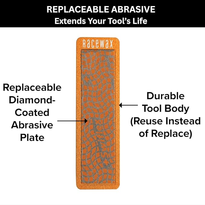 RaceWax Diamond Stone - Elite Fine 600 Grit Sharpening Stone - Ski and Snowboard Edge Polishing Stone - 80mm Tuning Tool