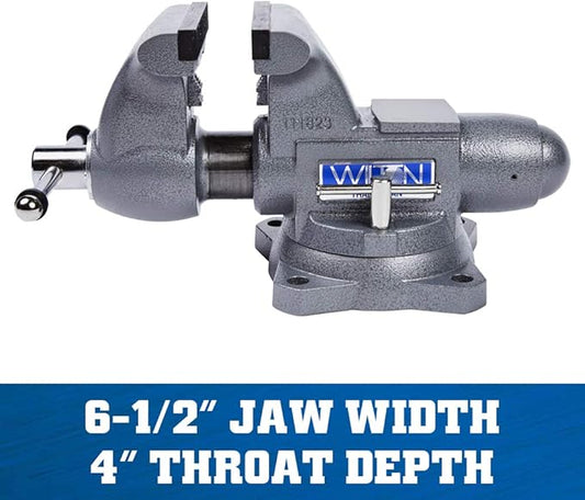 Wilton Tradesman Bench Vise, 6-1/2" Jaw Width, 6" Max Jaw Opening, 4" Throat (Model 1765)