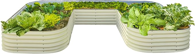 Vego garden 17" Tall U-Shape Raised Garden Bed Metal Raised Planter Bed for Vegetables Flowers Ground Planter Box, Jumbo Size