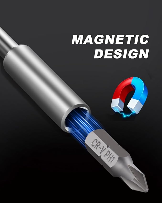ROTATION 31 Piece Screwdriver Bit Set| Chrome Vanadium Steel | Screwdriver Bit Set Phillips, Tamperproof Torx Bits, & Flat | 1/4 inch Magnetic Bit Driver