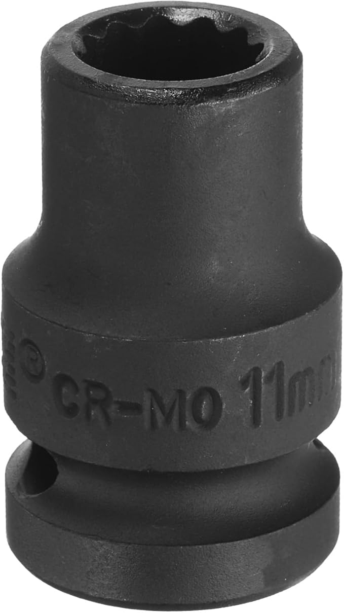 uxcell 1/2" Drive x 11mm Shallow Impact Socket 12-Point Metric CR-MO Steel Nut Impact Grade Socket for Auto Repair