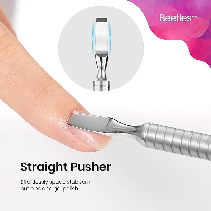 Beetles Pro Cuticle Pusher Gel Nail Polish Remover Tool for Fingernail Polish Nail Cuticle Cleaner Manicure Home Cuticle Trimmer Nail Cleaner