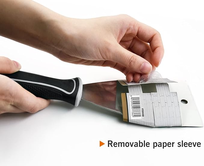 ROLLINGDOG 3 Inch Pole Scraper - Stainless Steel Bent Blade With Anti-Slip Rubber Handle, Heavy Duty Paint Remover Scraper Tool