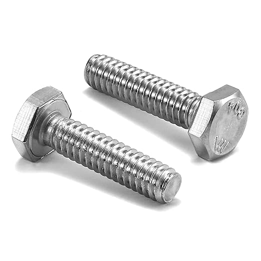 1/4-20 x 1 Hex Head Screw Bolt, 10Pcs 18-8 (304) Stainless Steel, Fully Threaded, Plain Finish, by SG TZH