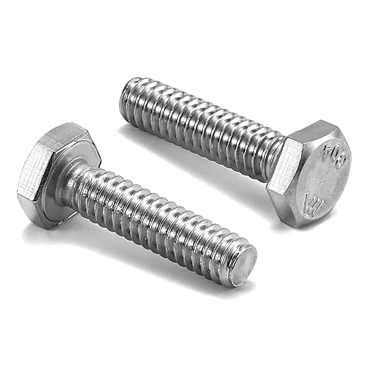 5/16-18 x 1" Hex Head Screw Bolt, 10Pcs 18-8 (304) Stainless Steel, Fully Threaded, Plain Finish, by SG TZH